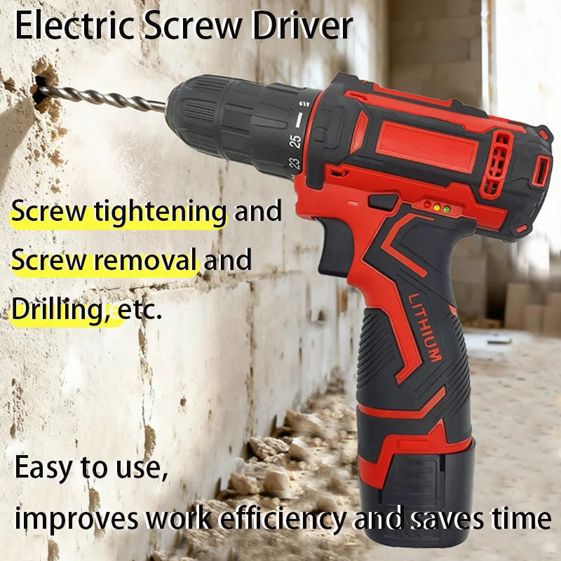 Electric Drill 16.8V Cordless Drill Electric Screwdriver Mini Wireless Power Driver DC Lithium-Ion Battery