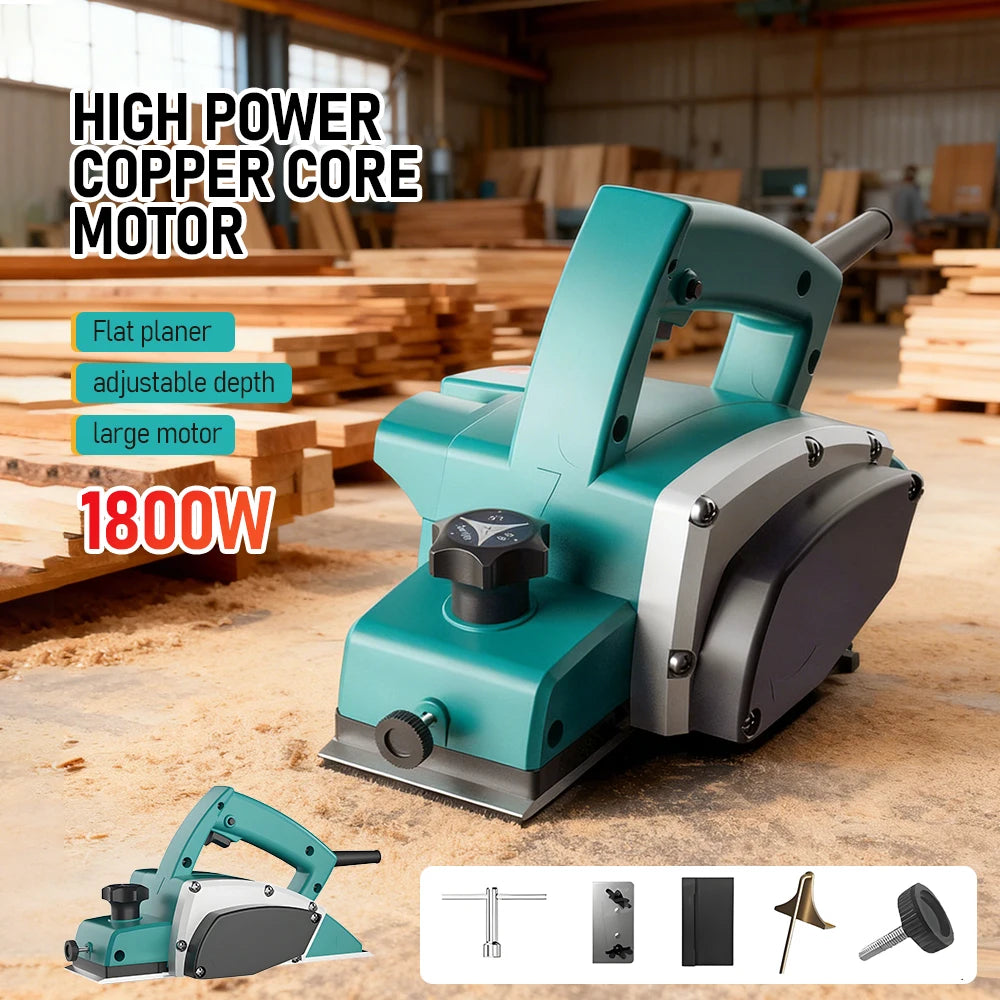 Electric Hand Planer 220V 1800W Multi-Functional Handheld Wood Planer Lightweight Electric Woodworking Planer Adjustable Depth
