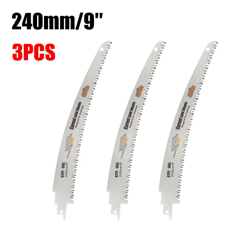 SK5 Japanese Teeth Reciprocating Saw Blades Kit 9/15/18 Inch 6TPI Curved Edge Saw Blades For Wood Pruning Cutting Tree Trimming