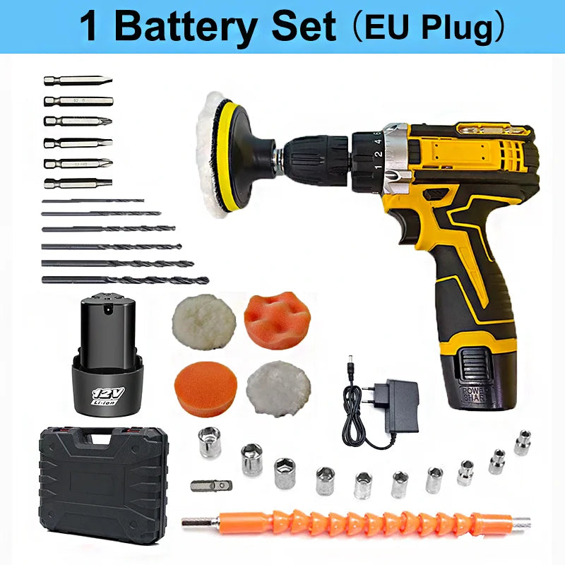 Lithium Electric Drill  Electric Screwdriver  Hand Electric Drill  Electric Tool Set  Multifunctional Accessory Box Packaging