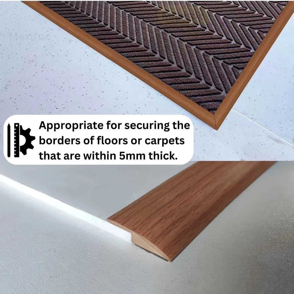 1PC 1m/39.37in Self-Adhesive Floor Transition Strip, Flexible Wood Grain Design Edging for Carpet, Laminate&Floors, Threshold