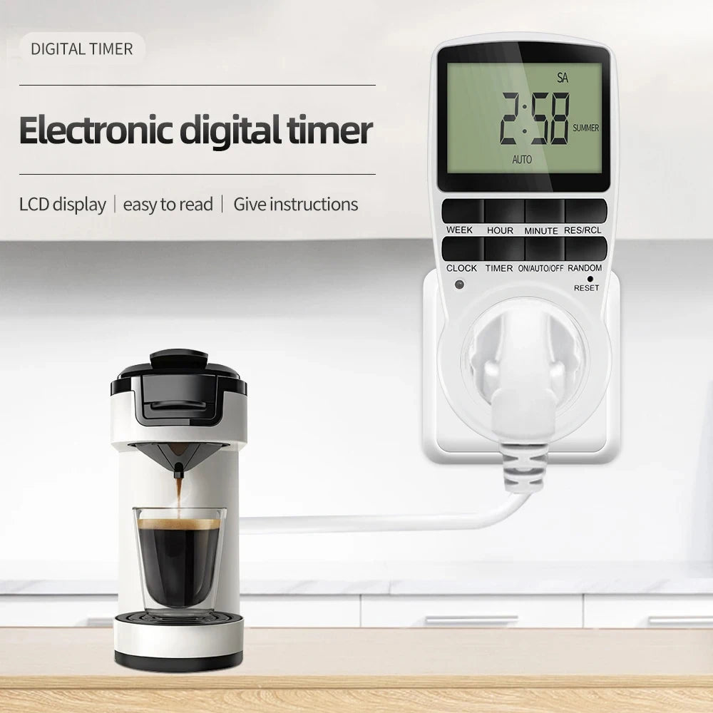 Electronic Digital Timer Switch EU Programmable Electronic Timing Socket EU Plug Outlet Kitchen Appliance Time Control Day/Hour