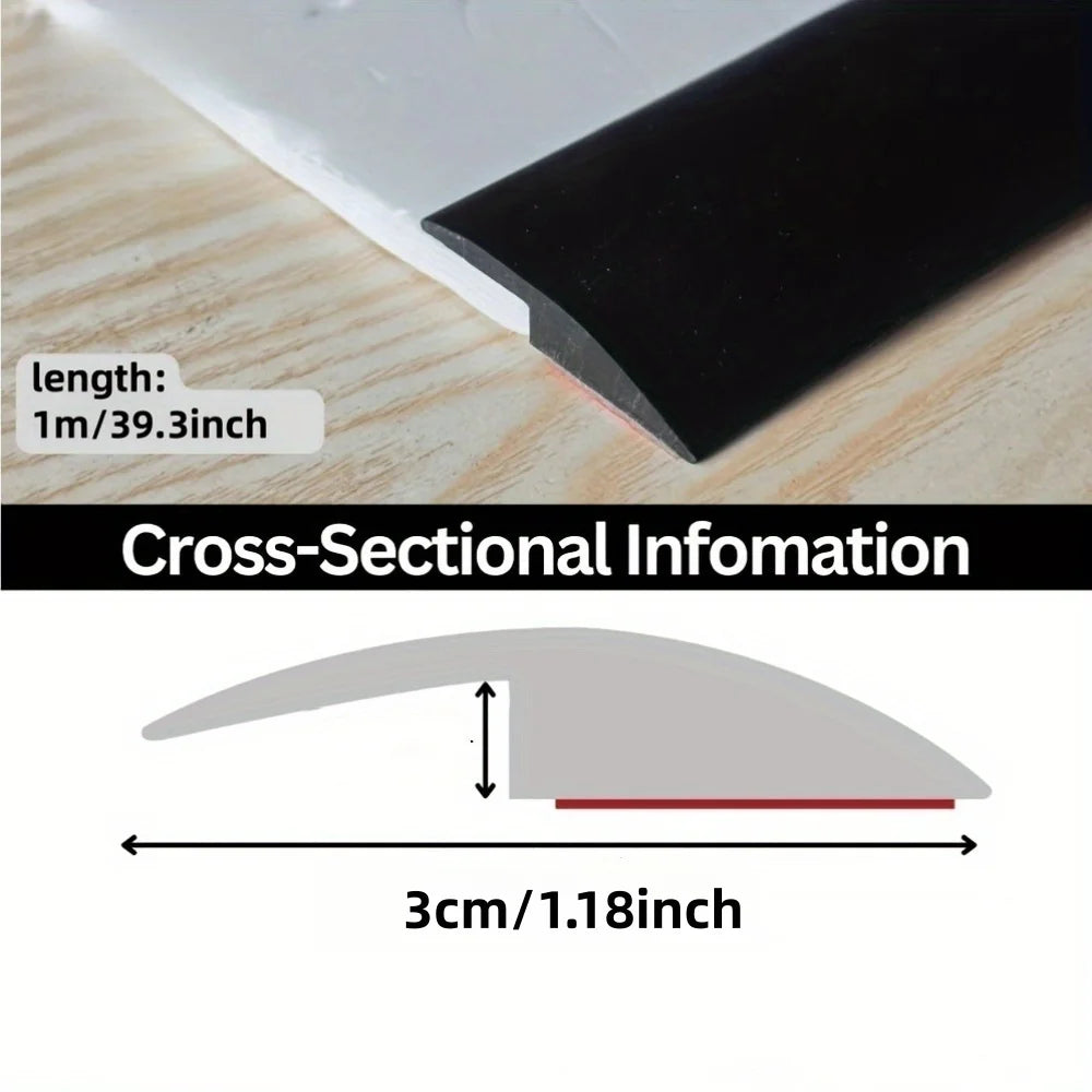 1PC 1m/39.37in Self-Adhesive Floor Transition Strip, Flexible Wood Grain Design Edging for Carpet, Laminate&Floors, Threshold