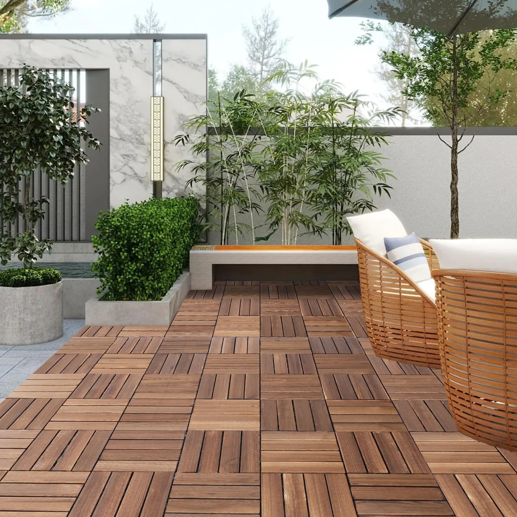 Outdoor carbonized wood flooring, anti corrosion wood flooring, balcony, household courtyard flooring, splicing waterproof solid