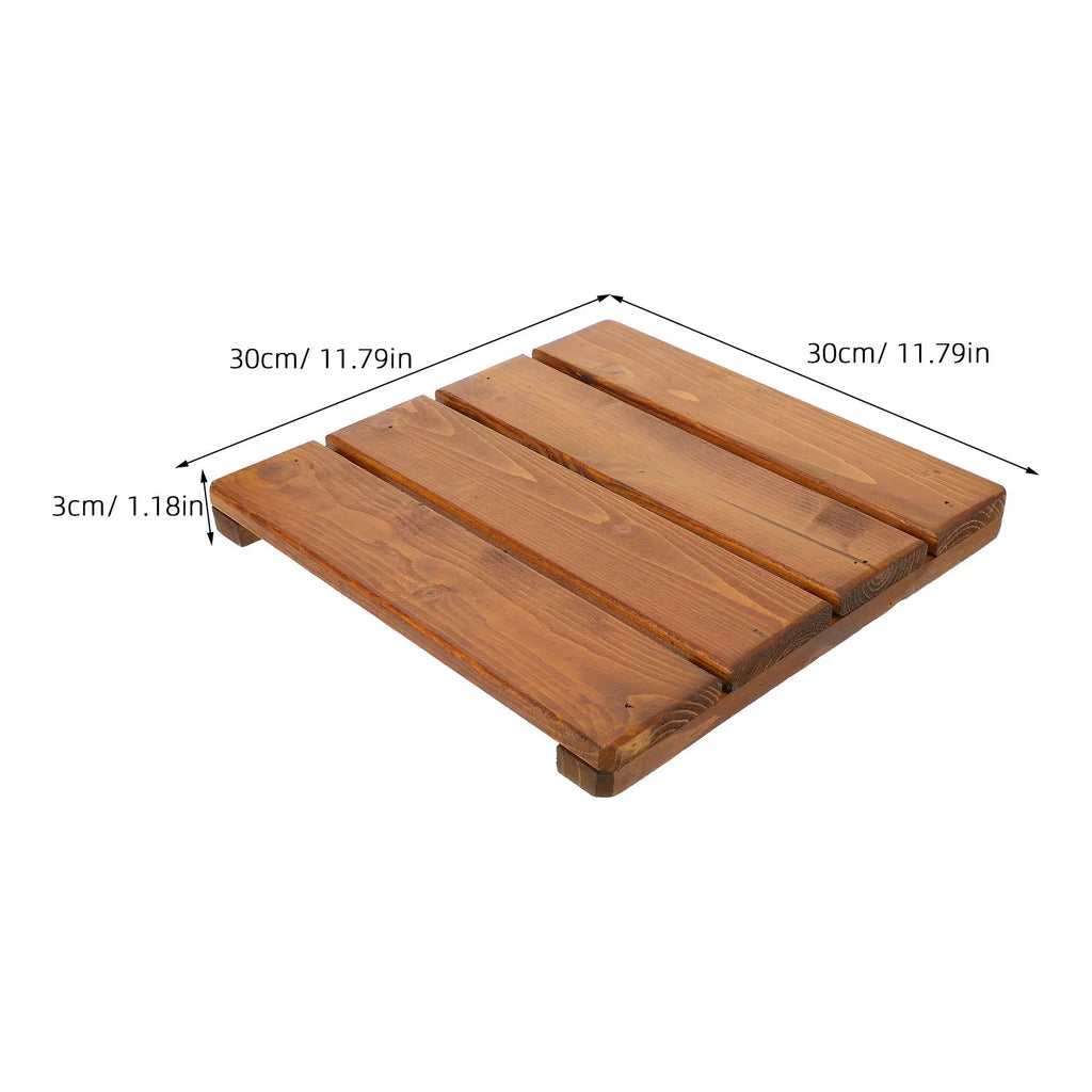 Wood Bath Mat Non-Slip Solid Wood Fast Drainage Bathroom Rug Quick Drying Waterproof Shower Floor Mat for Tub Spa Home