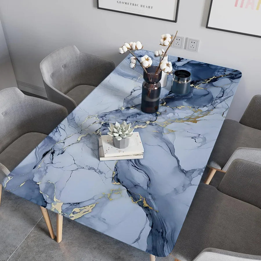 Blue Marble Self-adhesive PVC Wallpaper Kitchen Stove Oil Proof Sticker Home Decoration Building Materials Decorative Wallpaper