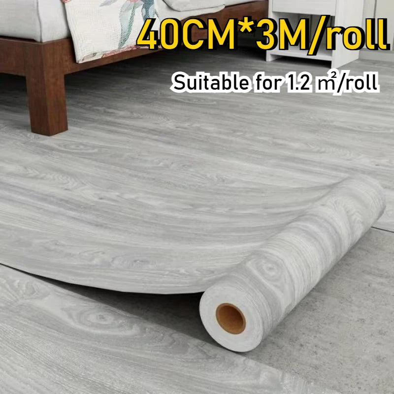 Wood Grain Floor Sticker Thickened Self Adhesive Waterproof Wear Resistant Non Slip Tile for Living Room Home Renovation Decor