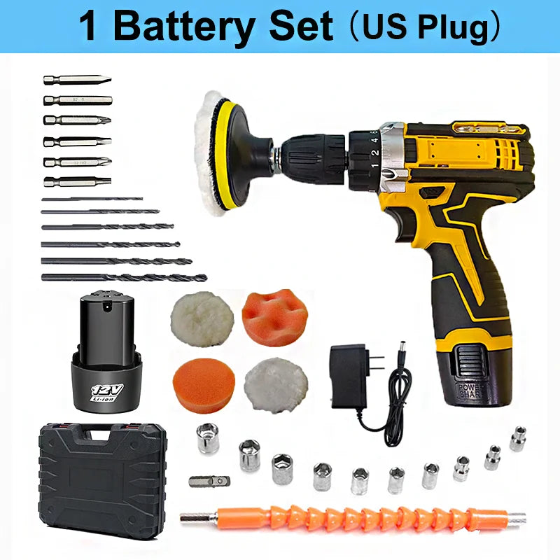 Lithium Electric Drill  Electric Screwdriver  Hand Electric Drill  Electric Tool Set  Multifunctional Accessory Box Packaging