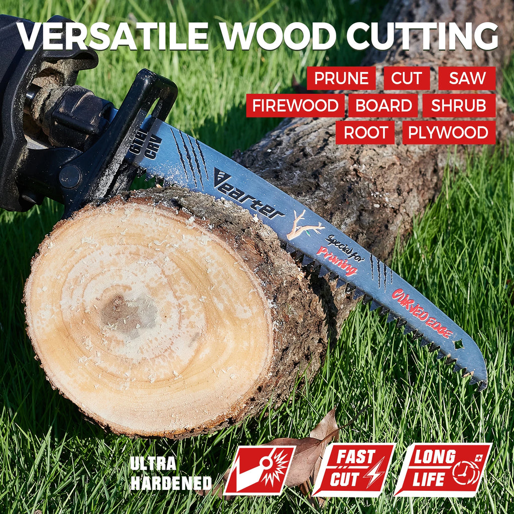 9inch Reciprocating Saw Blades,5pcs Japanese Teeth Wood Pruning Saw Blades 6TPI with curved Edge for Tree Trimming Cutting