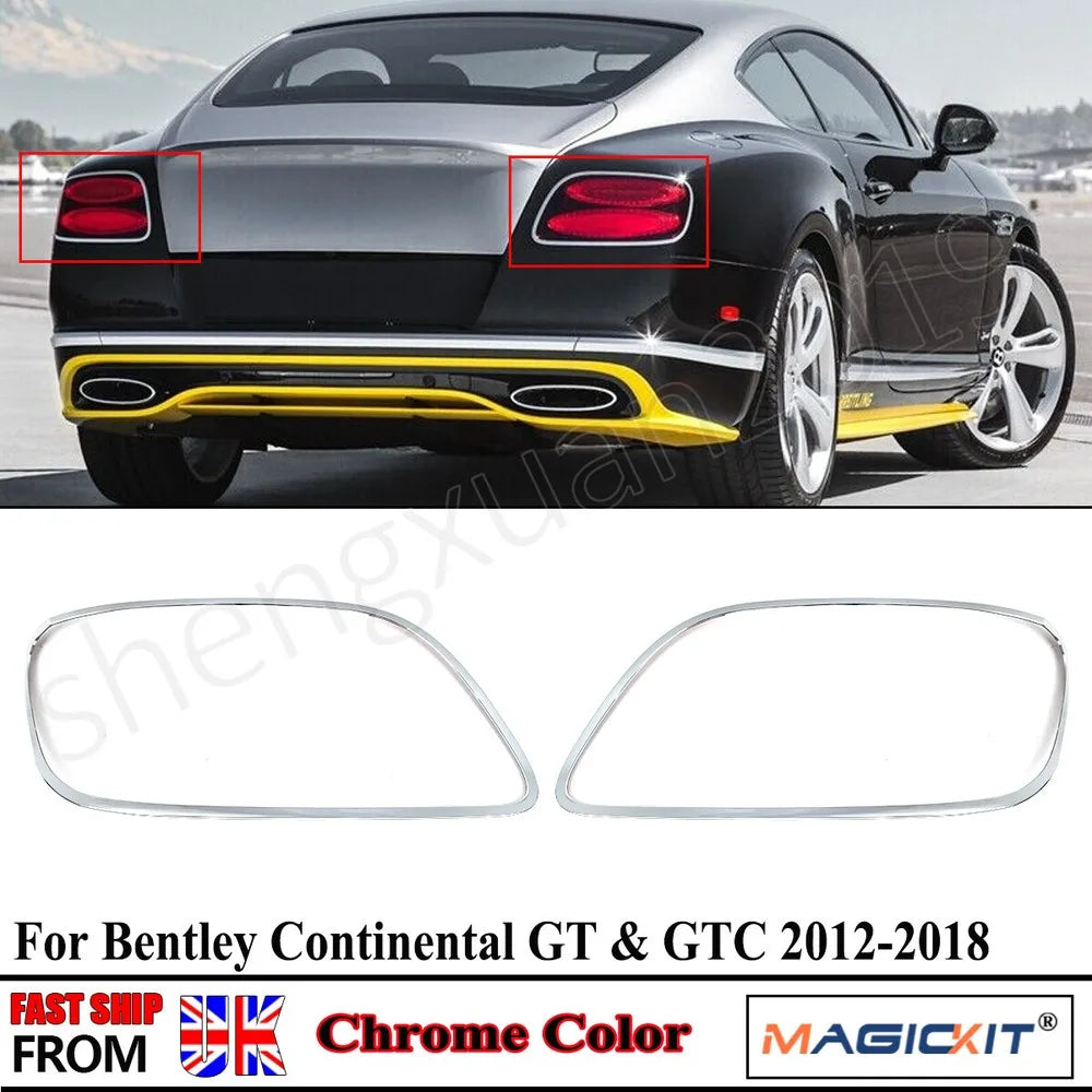 Rear Lamps Cover Cap For Bentley Continental GT GTC 2-door 2012-2018 Rear Trim Tail Lights Lamp Rims Chrome Framework Auto Parts
