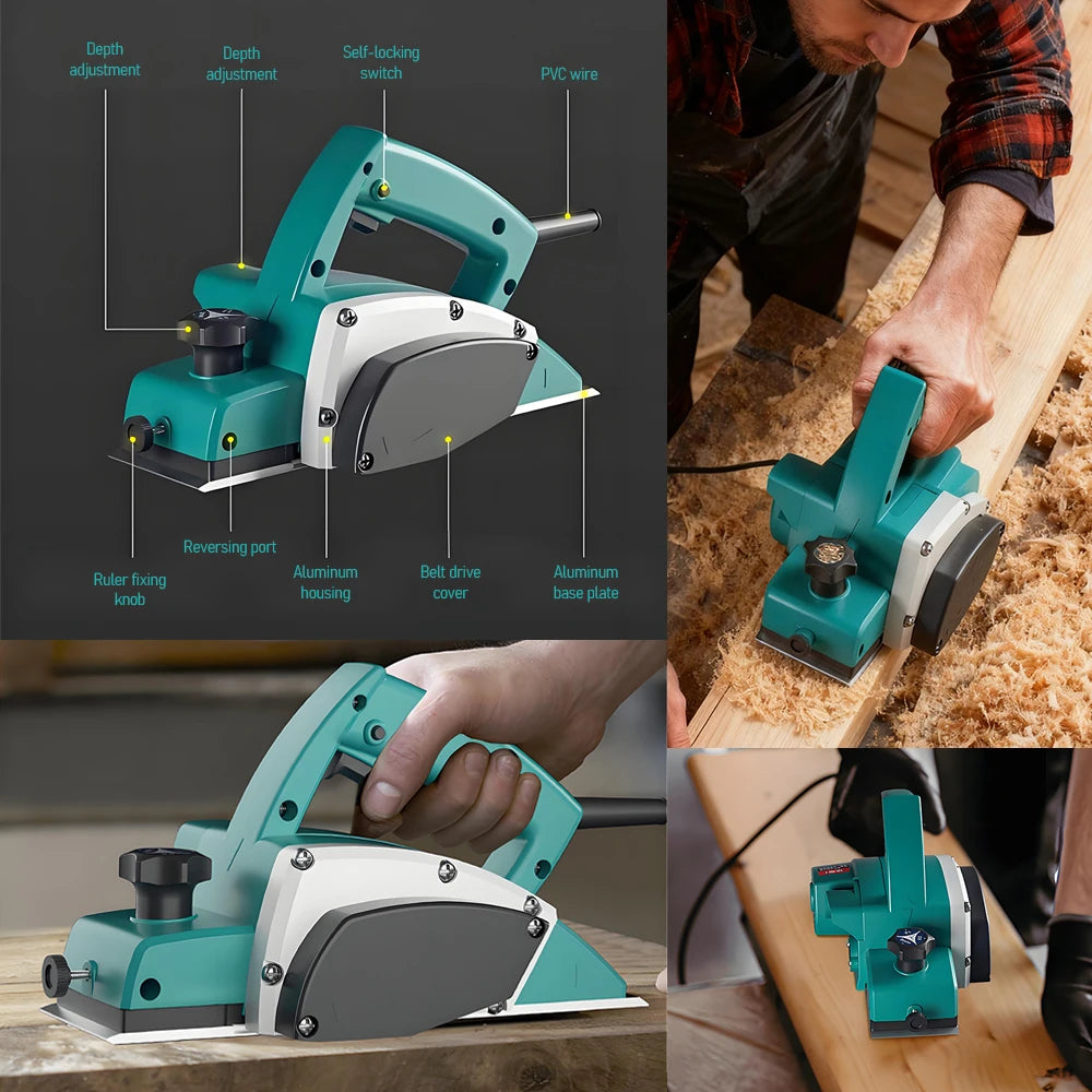 Electric Hand Planer 220V 1800W Multi-Functional Handheld Wood Planer Lightweight Electric Woodworking Planer Adjustable Depth