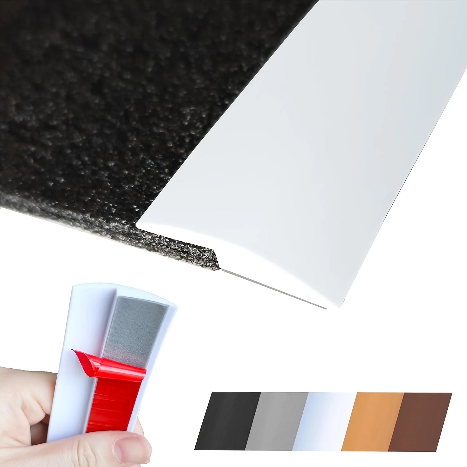 1PC 1m/39.37in Self-Adhesive Floor Transition Strip, Flexible Wood Grain Design Edging for Carpet, Laminate&Floors, Threshold