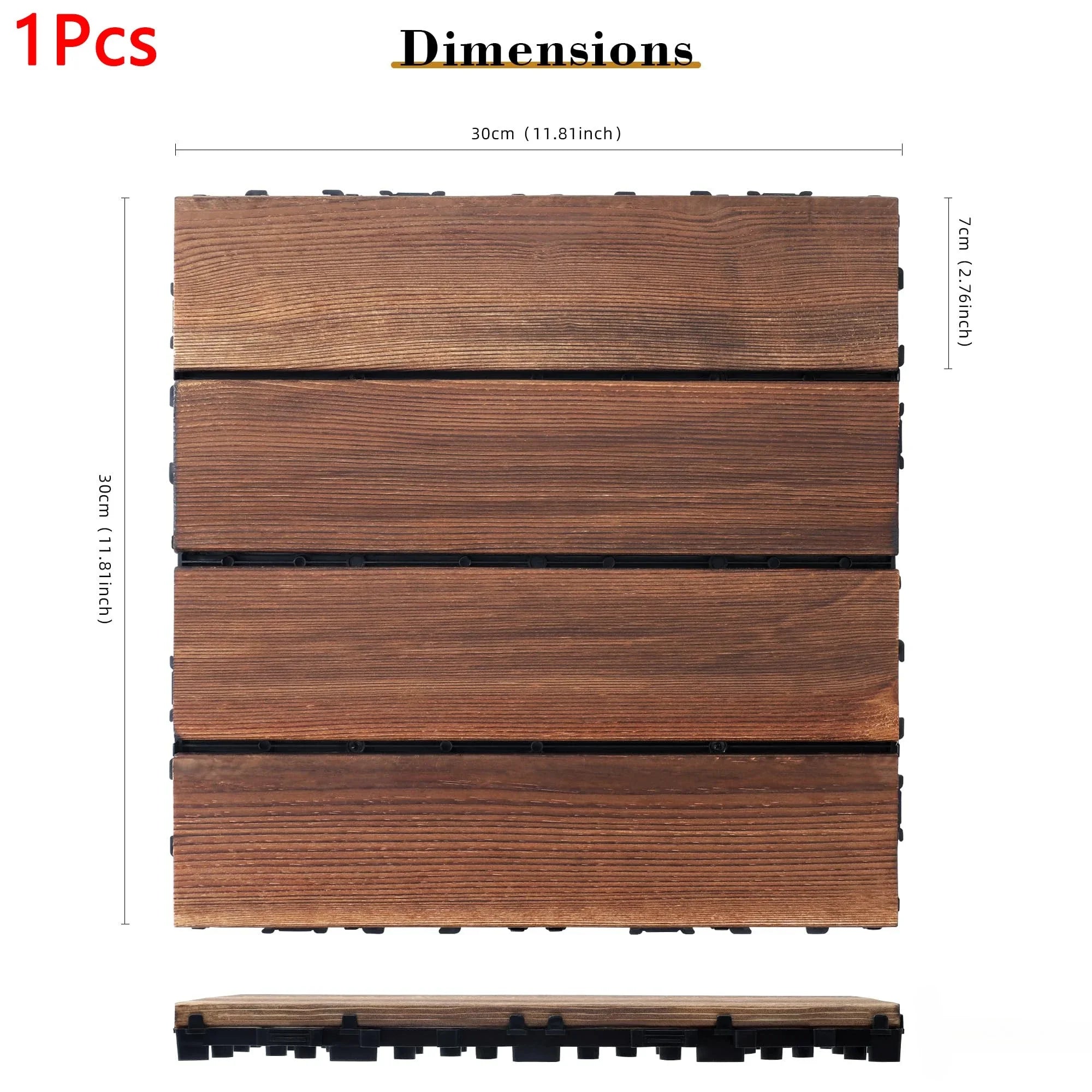 Outdoor carbonized wood flooring, anti corrosion wood flooring, balcony, household courtyard flooring, splicing waterproof solid