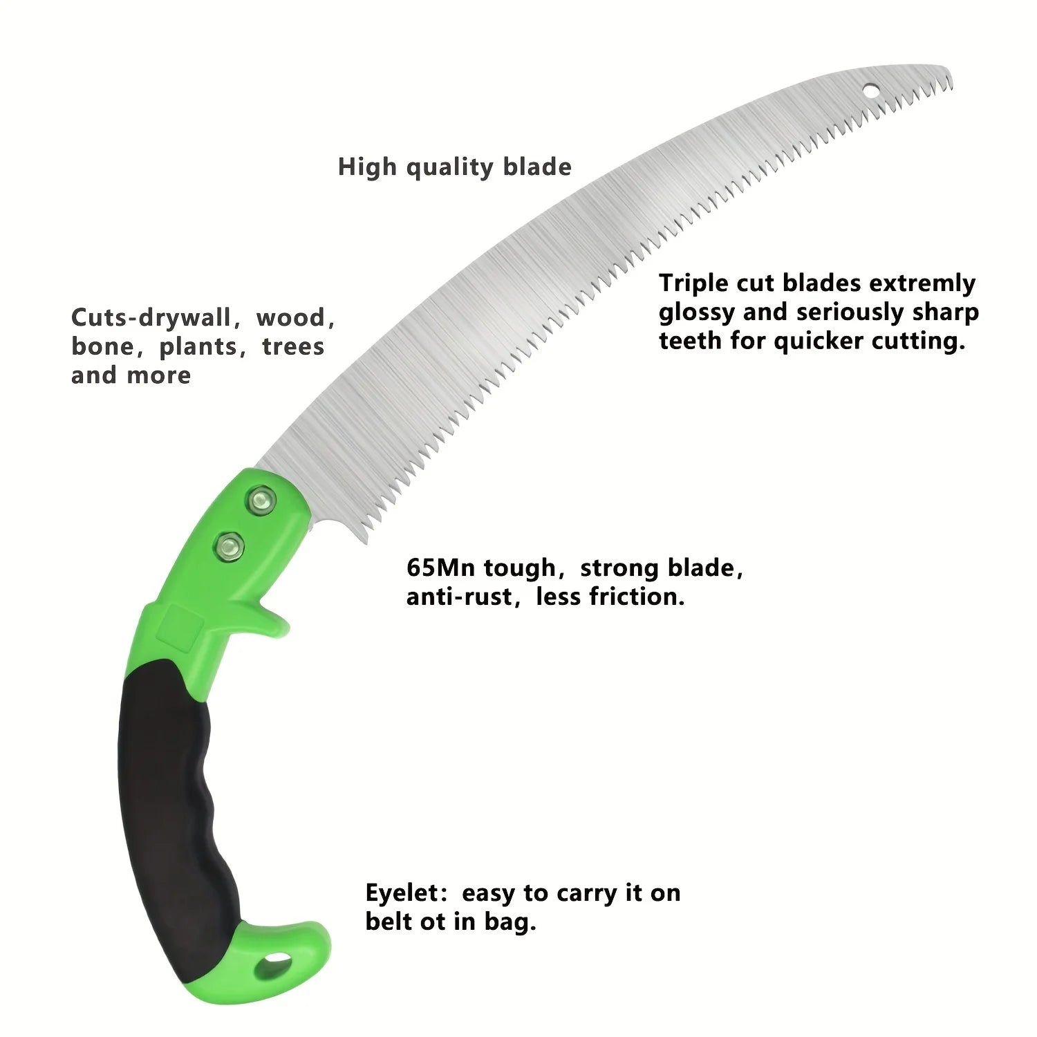 Pruning Saw ( 12" CURVED BLADE) Comfort Handle - Professional Hand Saw - Perfect for Trimming Trees, Plants, Shrubs, Wood, etc.
