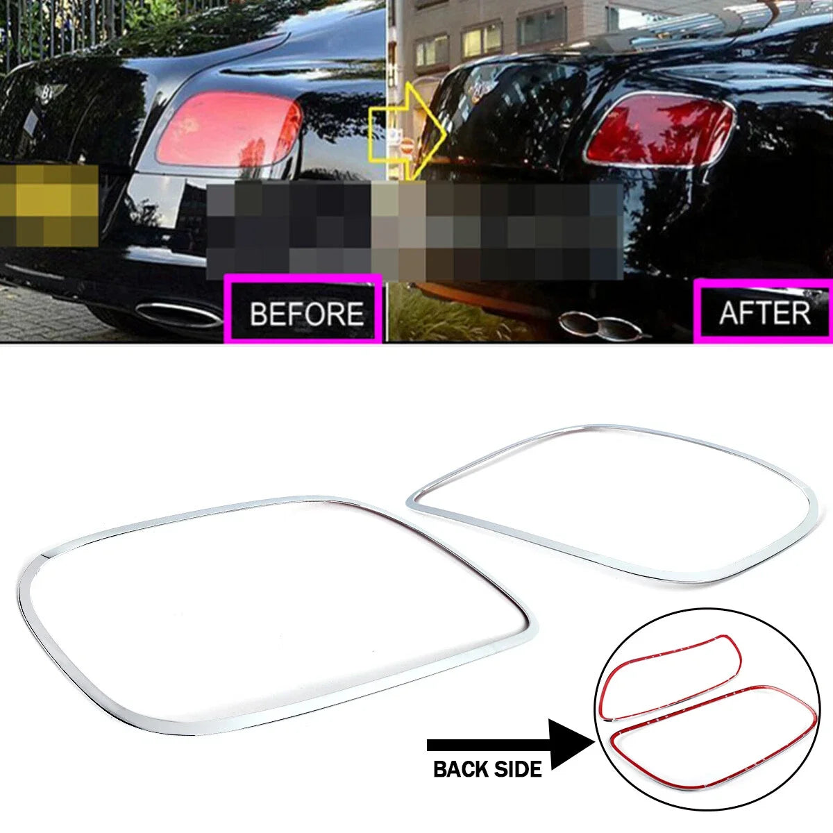 Rear Lamps Cover Cap For Bentley Continental GT GTC 2-door 2012-2018 Rear Trim Tail Lights Lamp Rims Chrome Framework Auto Parts