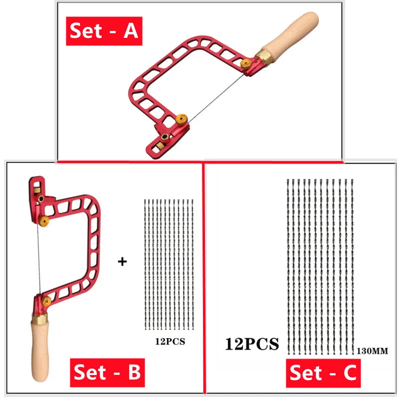 Diamond Wire Coping Saw – Aluminum Alloy Frame Curve Saw for Accurate Woodworking & Ceramic Cutting