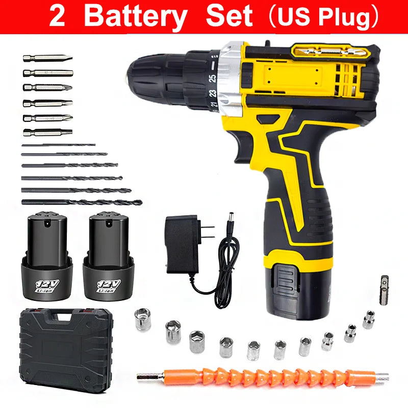 Lithium Electric Drill  Electric Screwdriver  Hand Electric Drill  Electric Tool Set  Multifunctional Accessory Box Packaging