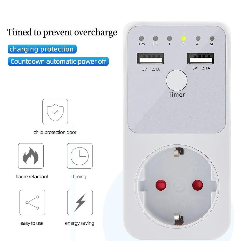 Electronic Timer Switch 6 Hour Programmable Countdown Intelligent Timing Outlet Socket USB Interface EU US UK FR Plug