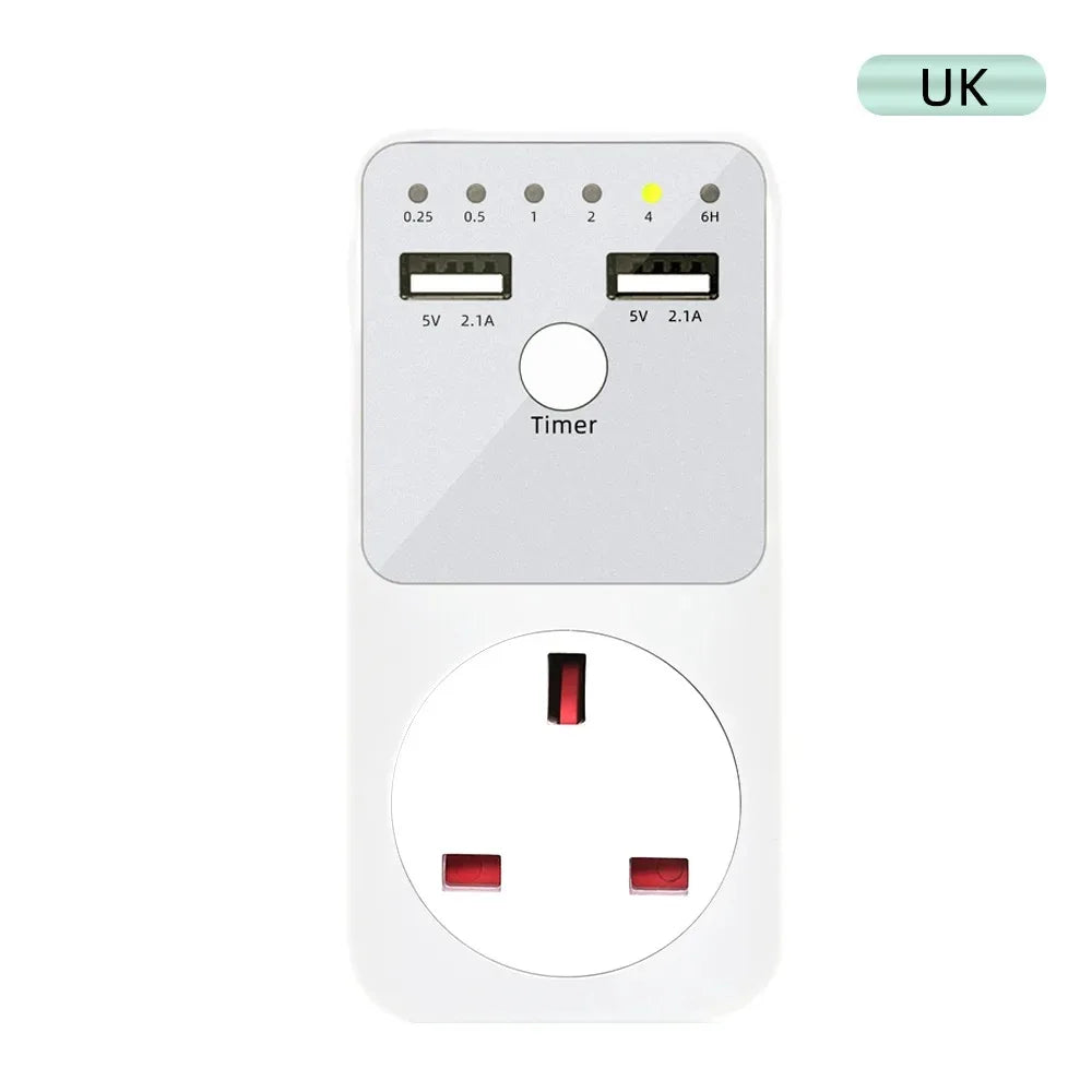 Electronic Timer Switch 6 Hour Programmable Countdown Intelligent Timing Outlet Socket USB Interface EU US UK FR Plug