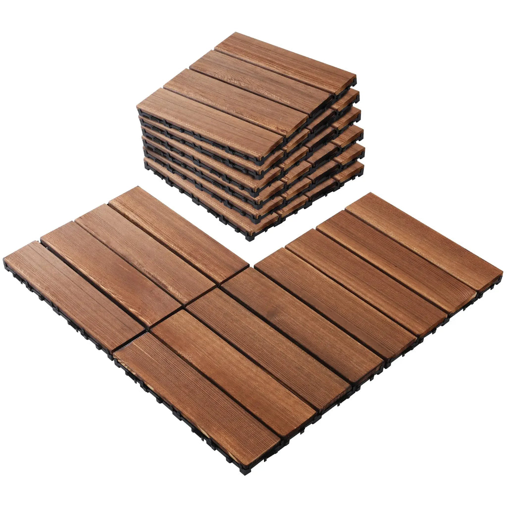 Outdoor carbonized wood flooring, anti corrosion wood flooring, balcony, household courtyard flooring, splicing waterproof solid