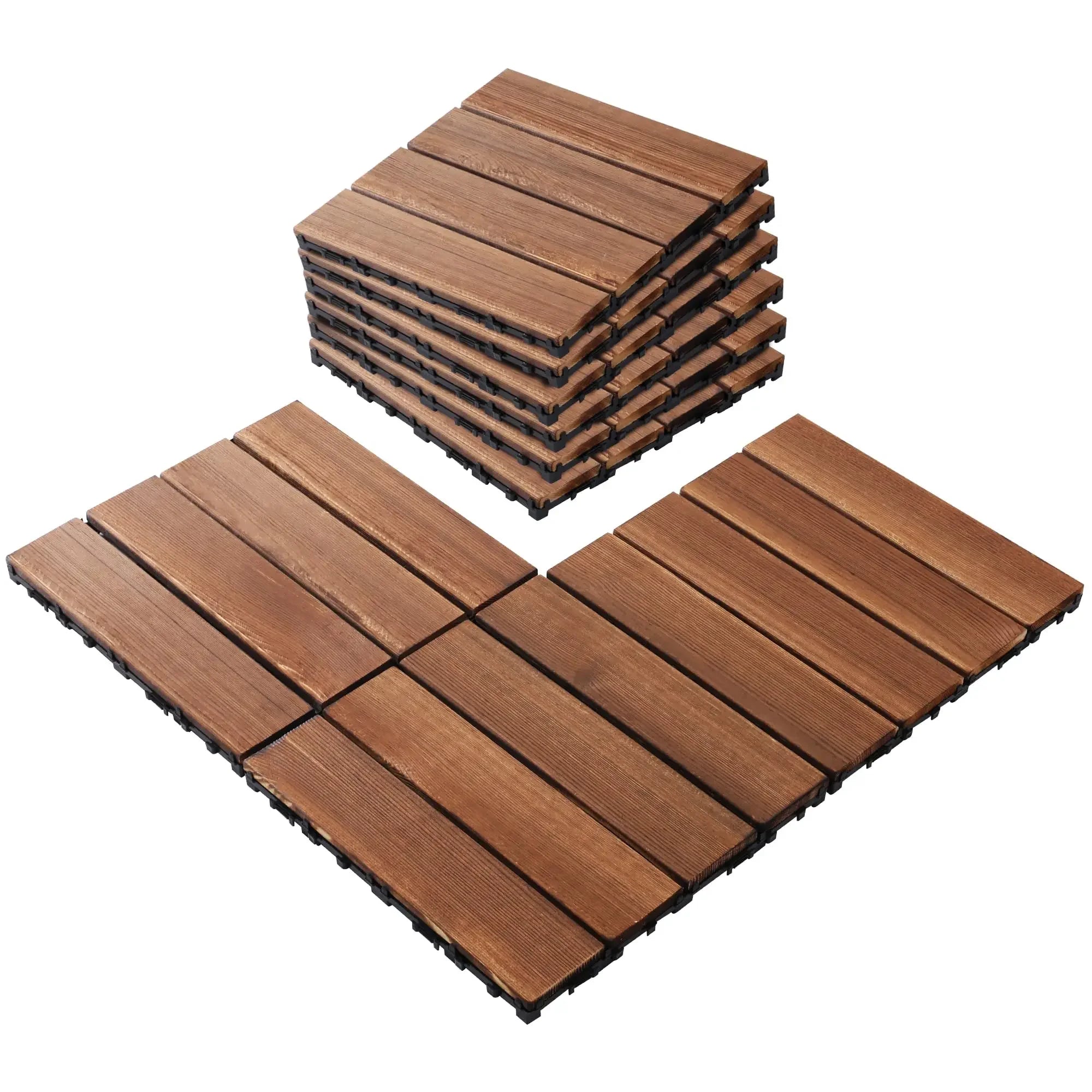 Outdoor carbonized wood flooring, anti corrosion wood flooring, balcony, household courtyard flooring, splicing waterproof solid