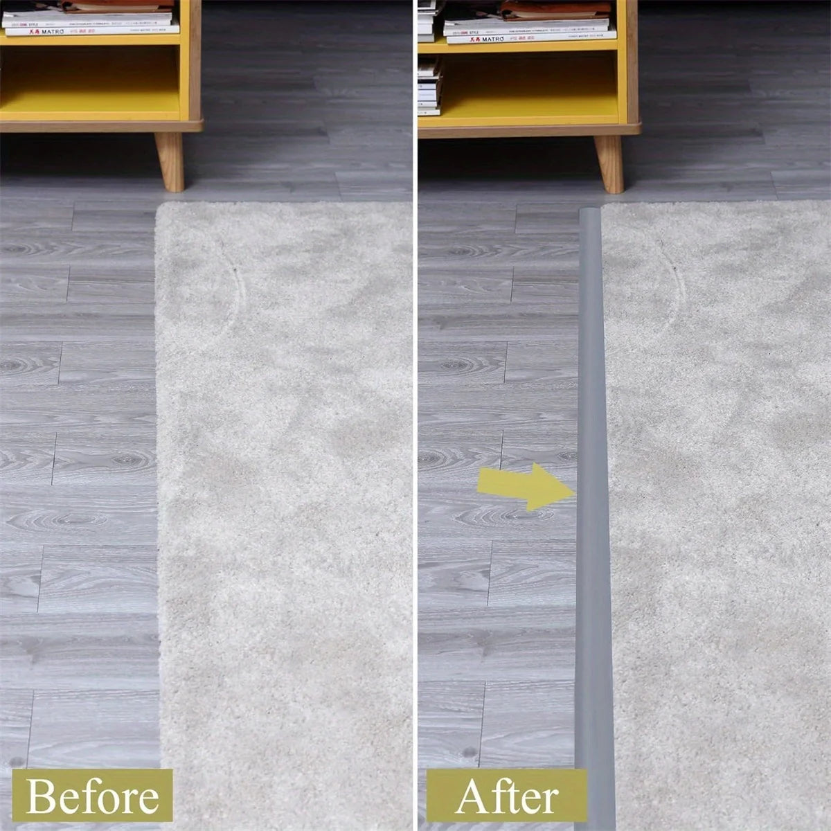 1PC 1m/39.37in Self-Adhesive Floor Transition Strip, Flexible Wood Grain Design Edging for Carpet, Laminate&Floors, Threshold