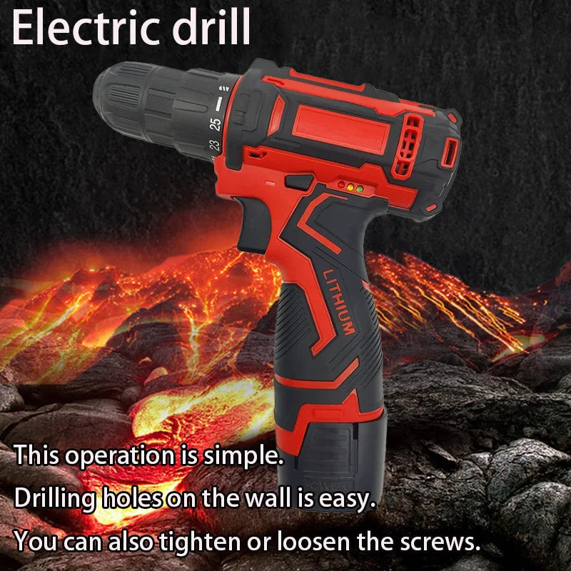Electric Drill 16.8V Cordless Drill Electric Screwdriver Mini Wireless Power Driver DC Lithium-Ion Battery