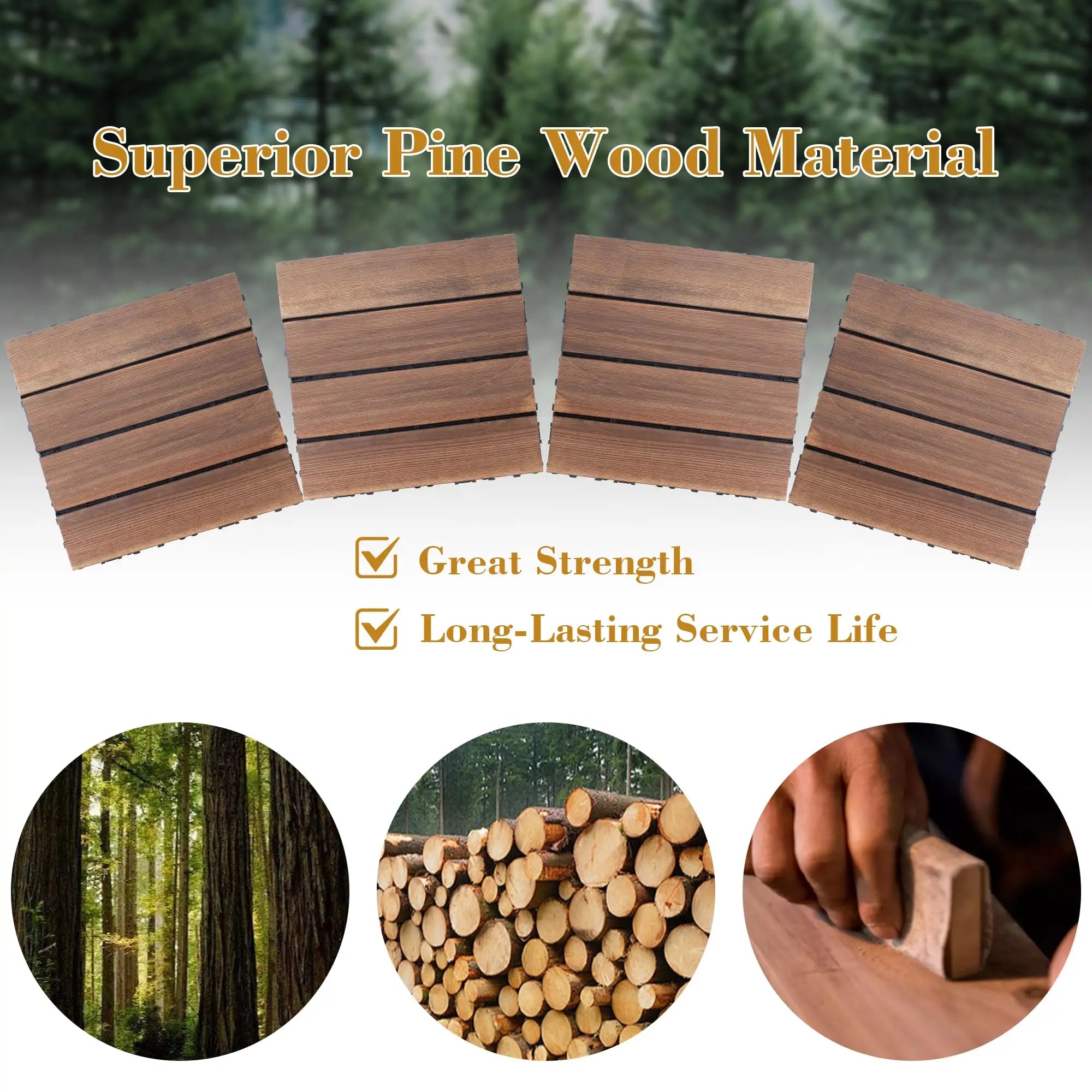 Outdoor carbonized wood flooring, anti corrosion wood flooring, balcony, household courtyard flooring, splicing waterproof solid