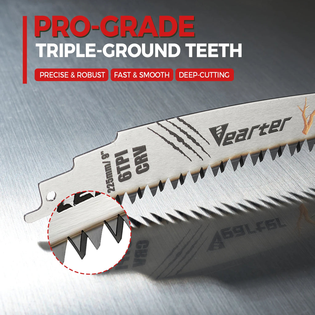 9inch Reciprocating Saw Blades,5pcs Japanese Teeth Wood Pruning Saw Blades 6TPI with curved Edge for Tree Trimming Cutting