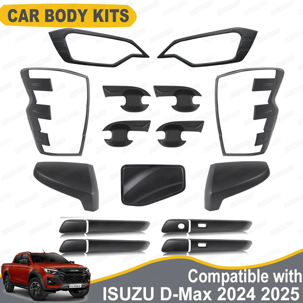 Car Body Kits for ISUZU D-Max DL40 V-Cross 2024 2025 Matte Black Headlight Tail Light Covers Car Exterior Accessories Auto Parts