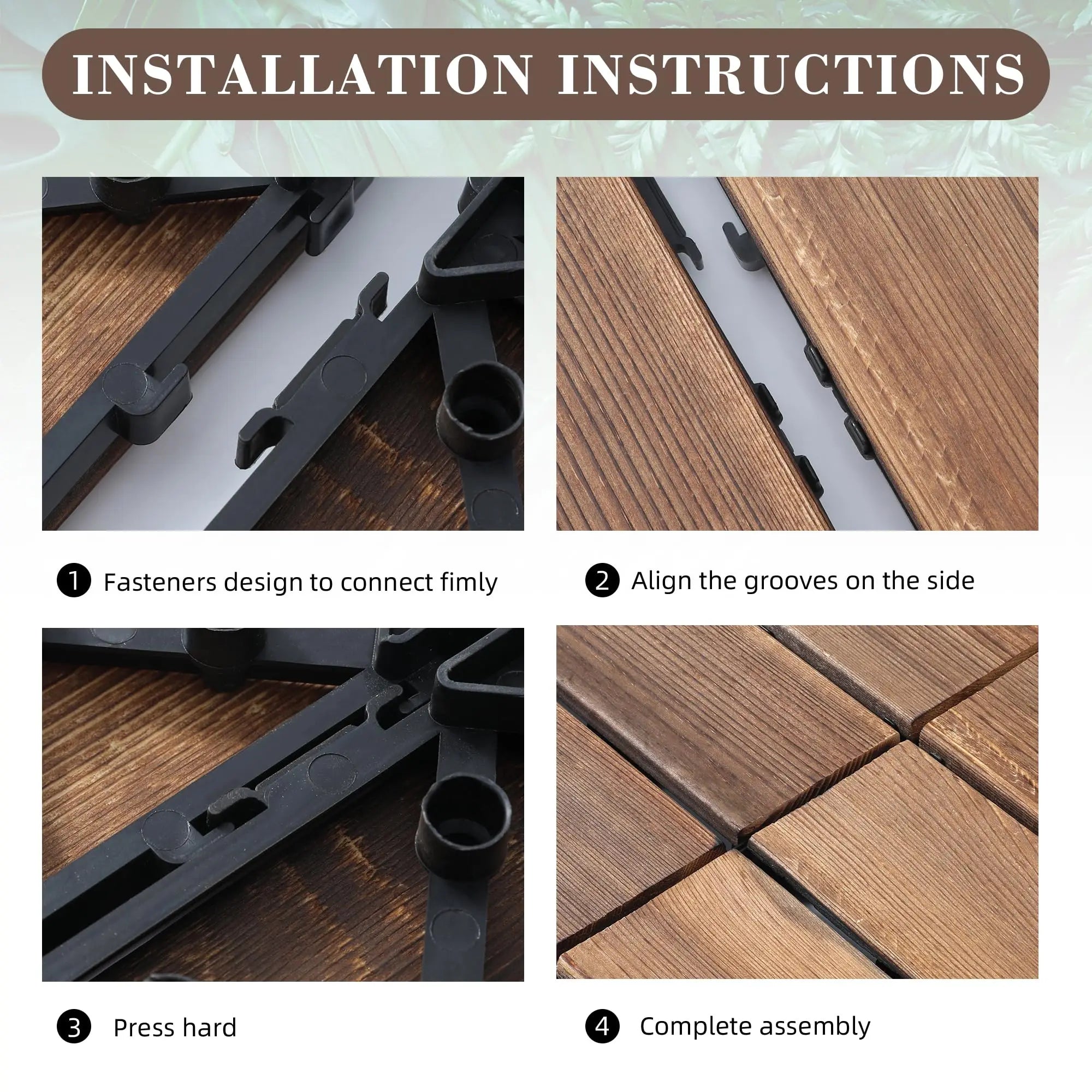 Outdoor carbonized wood flooring, anti corrosion wood flooring, balcony, household courtyard flooring, splicing waterproof solid