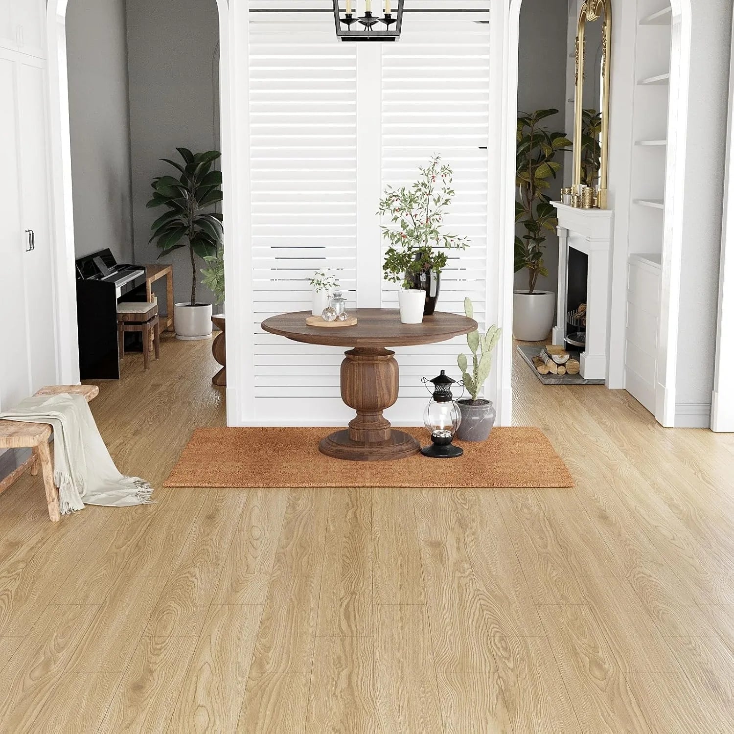 1Roll Peel and Stick Floor sticker Natural Wood Grain Appearance Self Adhesive Scratch Prevention Suitable for Kit