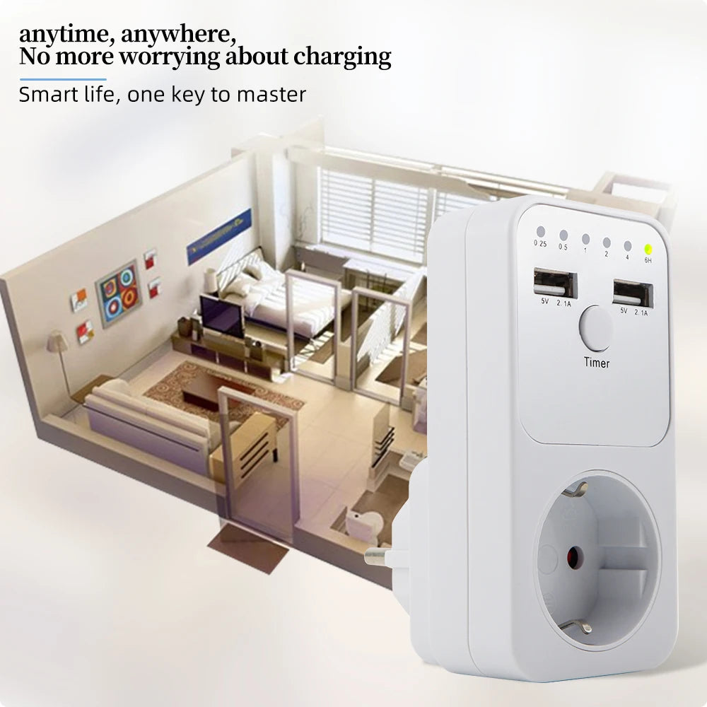 Electronic Timer Switch 6 Hour Programmable Countdown Intelligent Timing Outlet Socket USB Interface EU US UK FR Plug