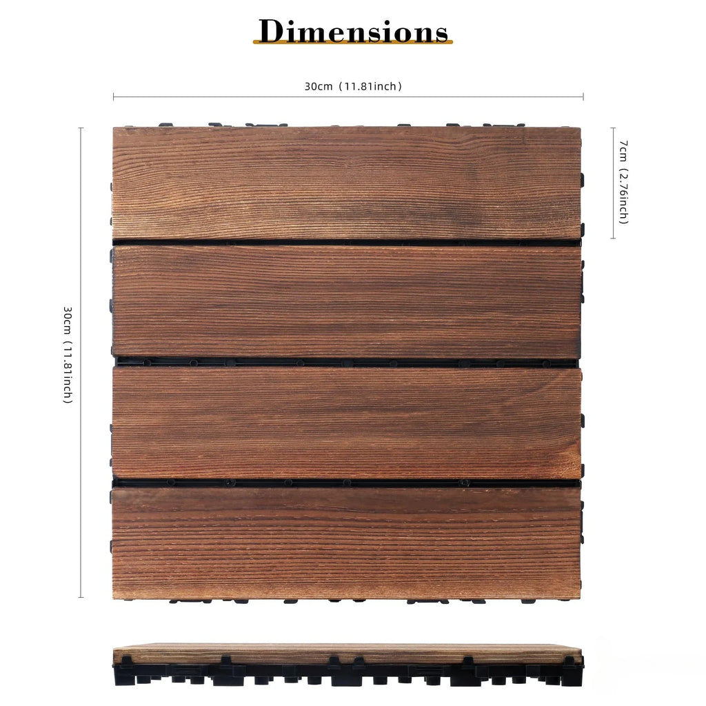 Outdoor carbonized wood flooring, anti corrosion wood flooring, balcony, household courtyard flooring, splicing waterproof solid