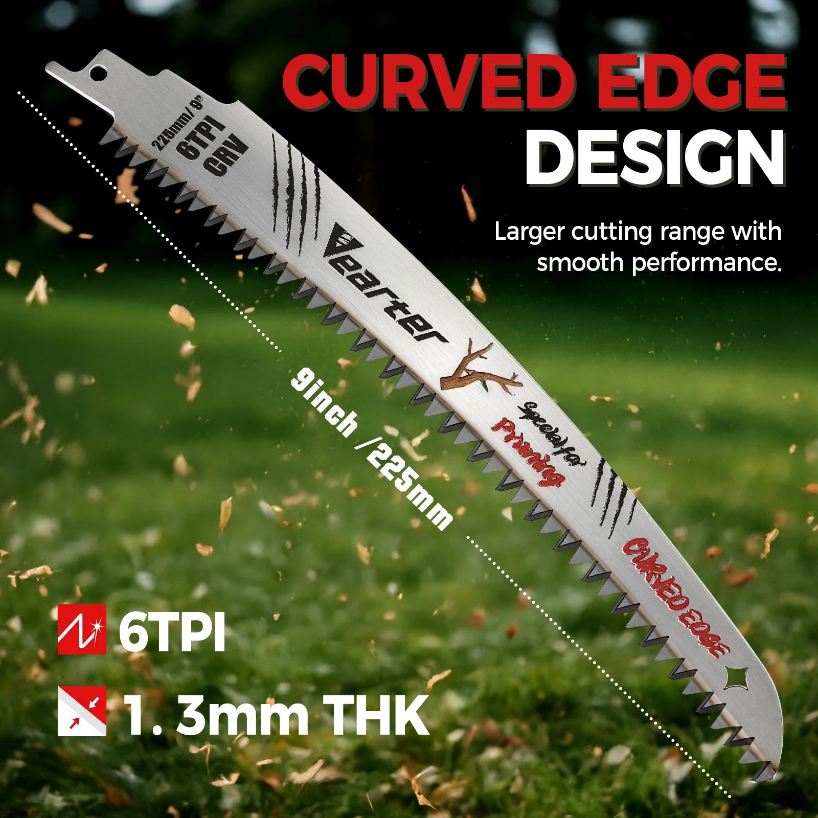 9inch Reciprocating Saw Blades,5pcs Japanese Teeth Wood Pruning Saw Blades 6TPI with curved Edge for Tree Trimming Cutting