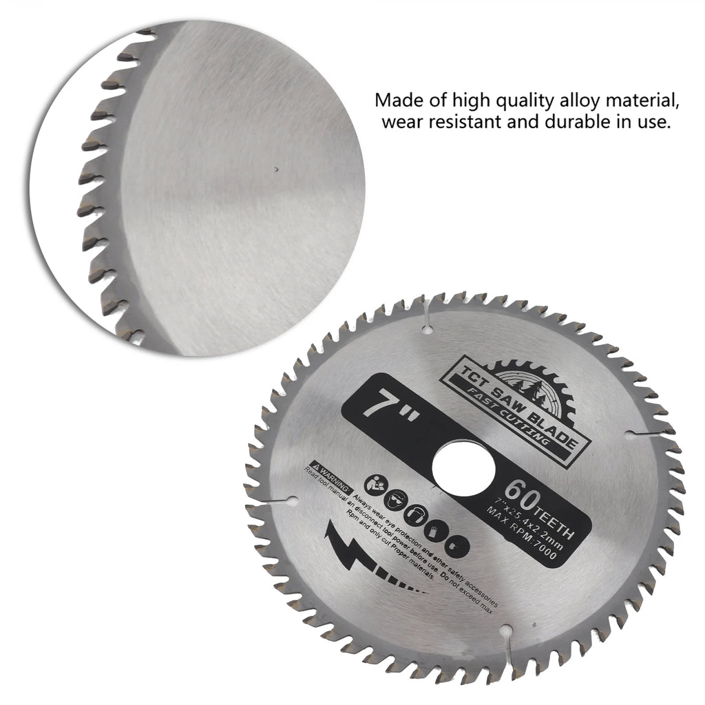 Saw Blade 7”180mm 60 Teeth Carbide Circular Saw Blade Cutting Disc for Wood Plastic