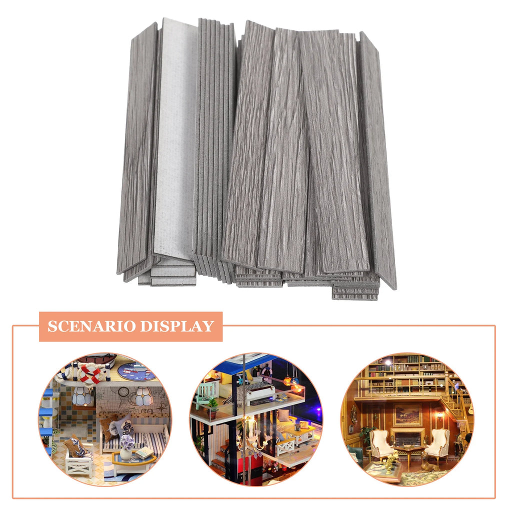 40pcs Dollhouse Flooring Wood Grain Floorboards For 1:12 Scale Miniature Diy Crafts Self-Adhesive Waterproof Wear-Resistant