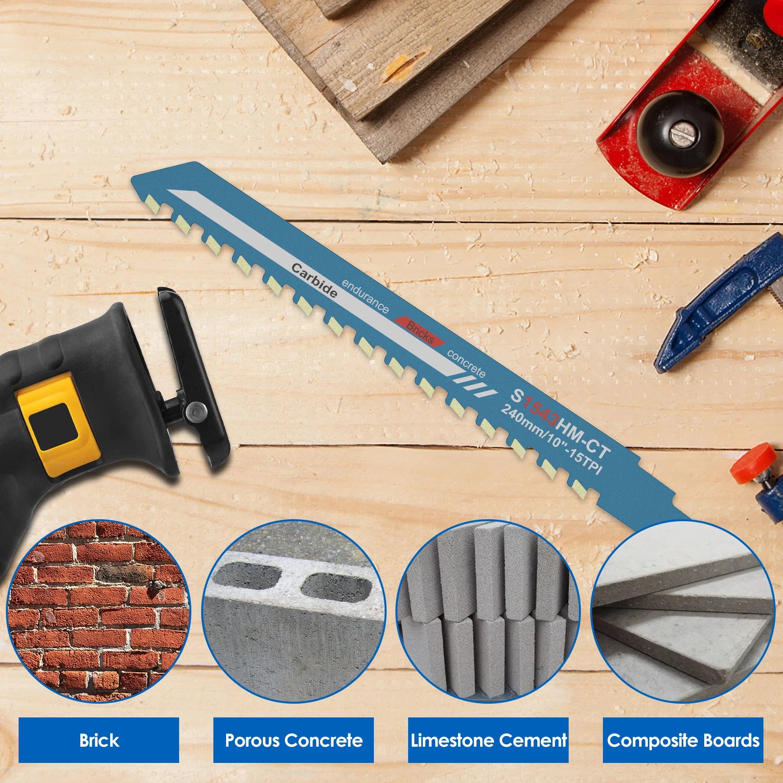 Reciprocating Saw Blade 10/12/18/20inch Universal Cutting Recip Sabre Saw Blade Alloy Steel Brick Concrete Cutting Saw Blade