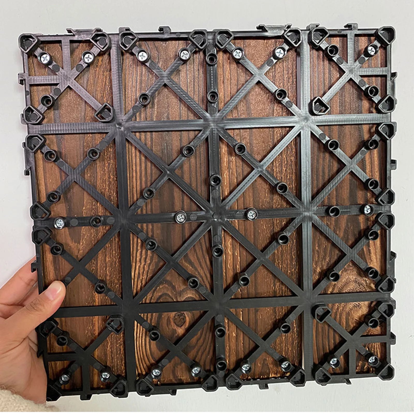 10PCS Wood Floor Blocks Corrosion Resistance Splicing Flooring Tiles for Outdoor Terrace Balcony Wood Floor Block Wood Flooring
