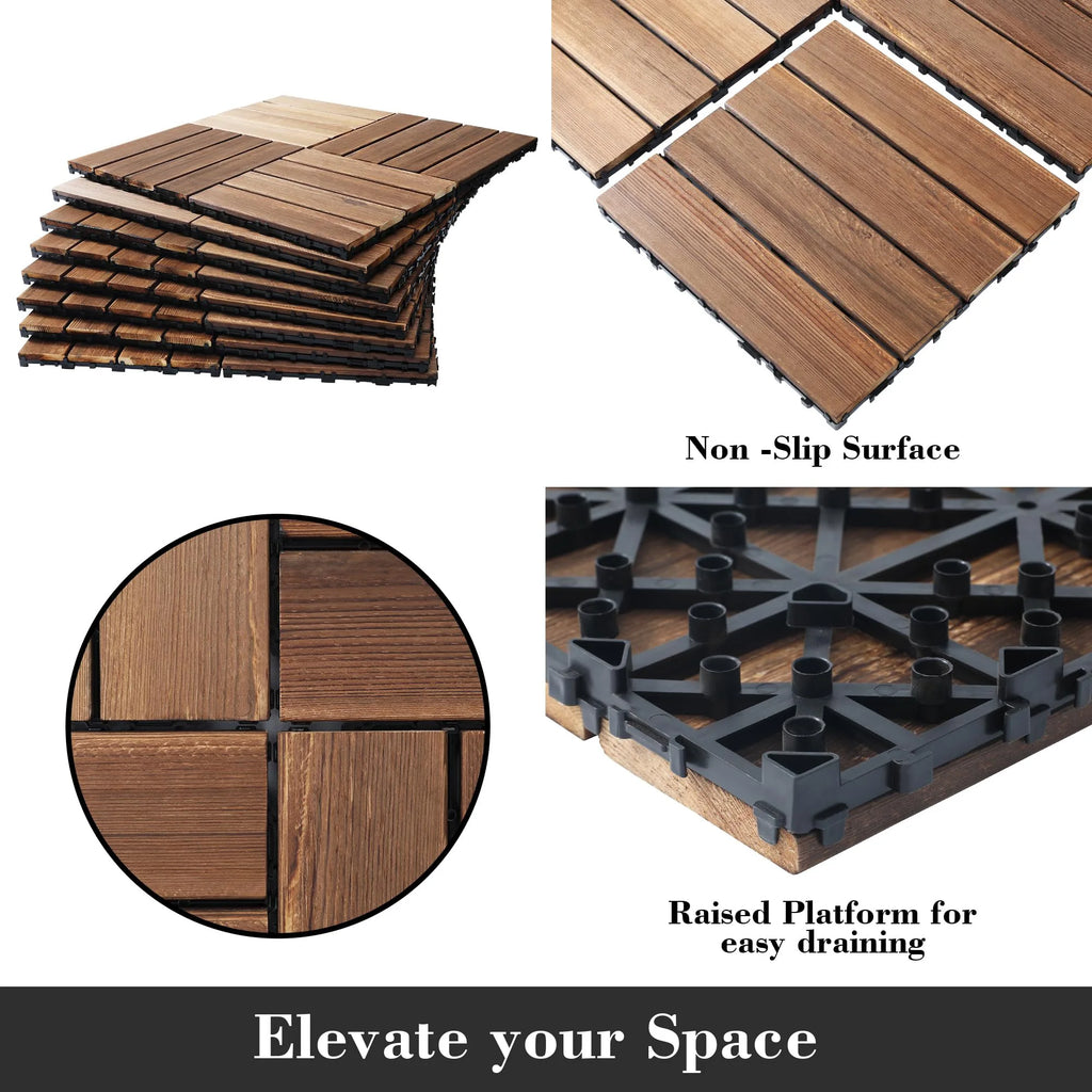 Outdoor carbonized wood flooring, anti corrosion wood flooring, balcony, household courtyard flooring, splicing waterproof solid