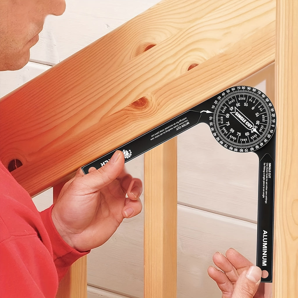 7-Inch Saker Protractor Master - Large Aluminum Angle Finder with High-Precision Laser Technology for Inside and Outside Miter Angles - Ideal for Carpenters, Plumbers, and All Building Trades, Durable Black Finish